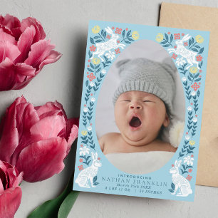 Pojke Påskägg Baby födelsekort för foto Inbjudningar
