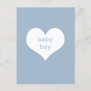 Pojke Pastel Blue and White Heart Vykort