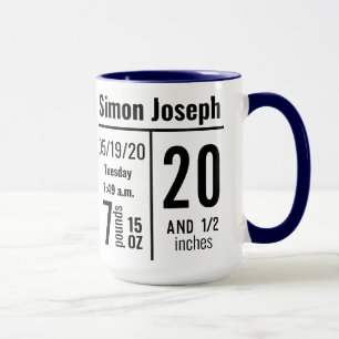 Pojke Photo Birth Record Stat Simple Modern Mugg