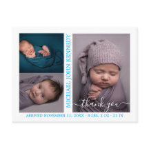 Pojke Photo Collage Script Birth-meddelande
