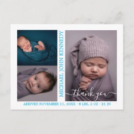 Pojke Photo Collage Script Birth-meddelande Vykort