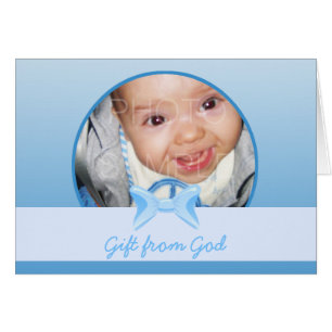 Pojke Photo Gift från gud Blue bow Bible verse Hälsningskort