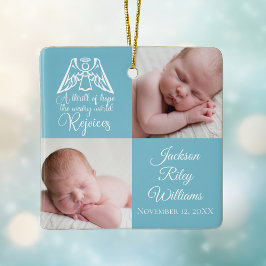 Pojke Photo Rejoice Angel Cute Blue jul Julgransprydnad Keramik