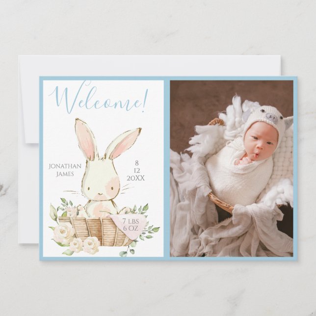 Pojke Photo Script Birth-meddelande Meddelande (Framsida)