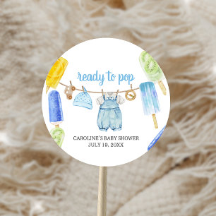 Pojke Pinnstång Baby Shower Fördel Tags Runt Klistermärke