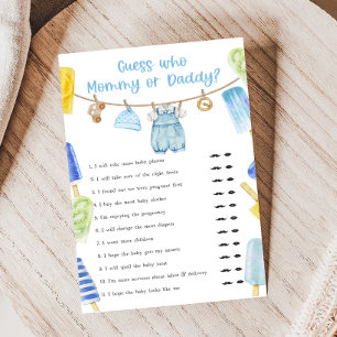 Pojke Pinnstång Baby Shower Gissa Vem Spel