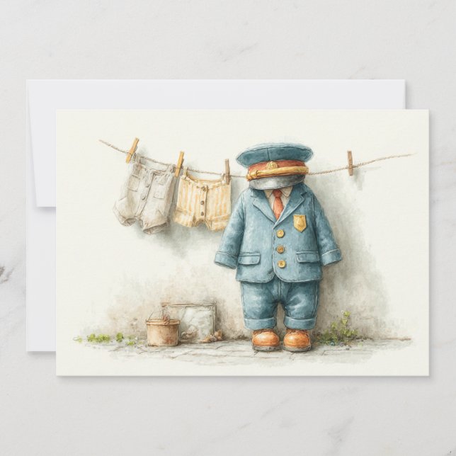 Pojke polis 1:a födelsedag Party Inbjudningar (Framsida)