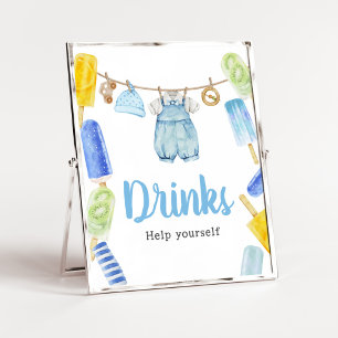 Pojke Popsicle Baby Shower Drinks Poster