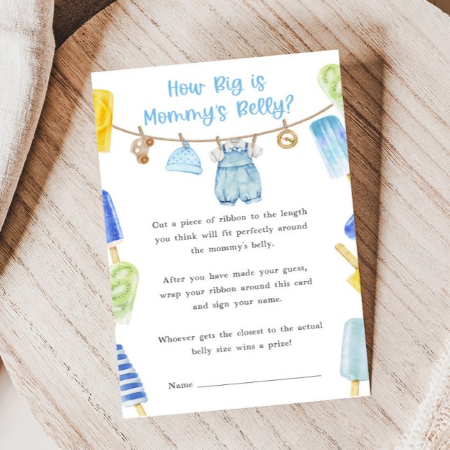 Pojke Popsicle Baby Shower Hur Stor Är Spelet (Ready to Pop Popsicle Baby Shower Game)