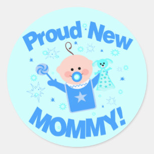 Pojke Proud Mamma Sticker Runt Klistermärke