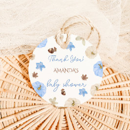 Pojke Pumpkin Blue Baby Shower tack Gåvor Etiketter