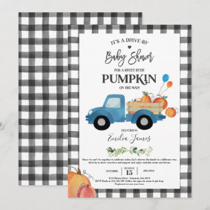 Pojke Pumpkin Lastbil Pumpkin Fall Baby Shower Inbjudningar
