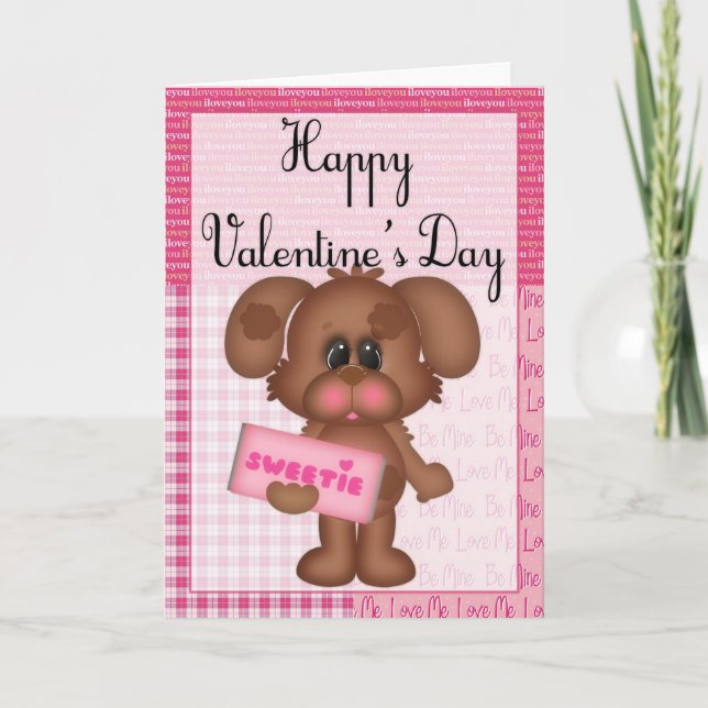 Pojke Puppy Lycklig Valentine Greeting Card 1 Helgkort (Framsida)
