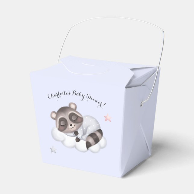 Pojke Raccoon Blue Baby Shower Presentaskar (Framsidan Sidan)
