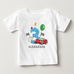 Pojke Racing Car 3-års födelsedags T-Shirt
