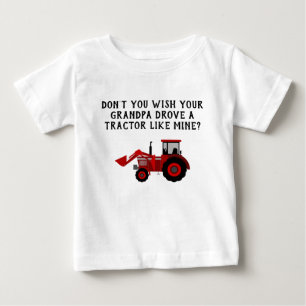 Pojke Red Tractor Grandpa Funny Tee Shirt