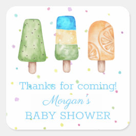 Pojke redo att poppa sommar baby shower förmån fyrkantigt klistermärke