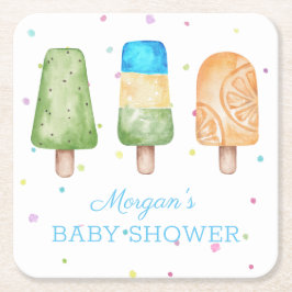 Pojke redo att poppa sommar baby shower underlägg papper kvadrat