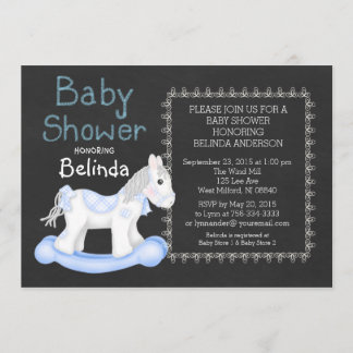 Pojke Rocking Horse Baby Shower-inbjudan Inbjudningar