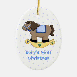 pojke Rocking Horse Första jul Ornament
