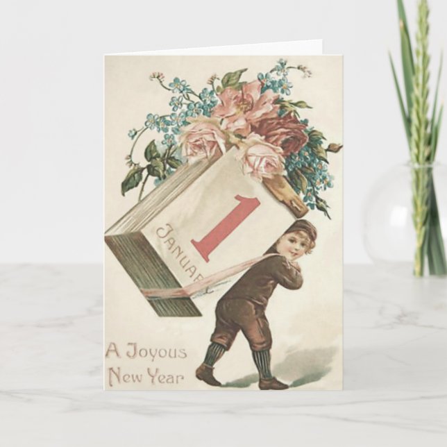 Pojke Ros Kalender Förgätmigej Kort (Framsida)