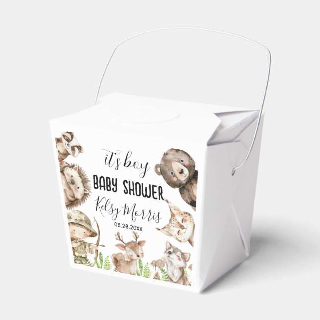pojke Rustic Woodland Baby Shower Inbjudan Presentaskar (Framsidan Sidan)