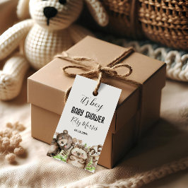 pojke Rustic Woodland Baby Shower Inbjudan Presentetikett