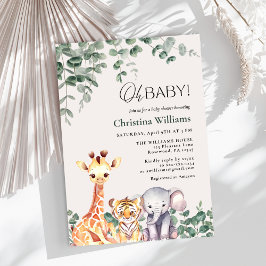 Pojke Safari Animals Babyskor Inbjudningar