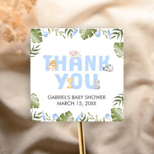Pojke Safari Baby Shower Fyrkantigt Klistermärke