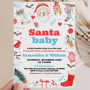 Pojke Santa Baby Baby Shower Inbjudningar
