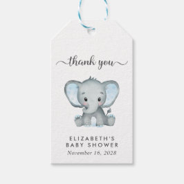Pojke Shower Blue Elephant Tack Presentetikett