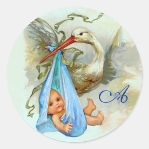POJKE SHOWER BLUE MONOGRAM, RUNT KLISTERMÄRKE