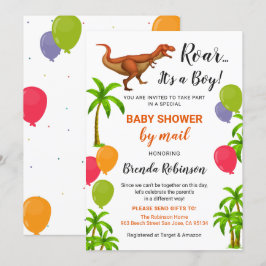 Pojke Shower by Mail Roar Jungle Dinosaur Inbjudningar