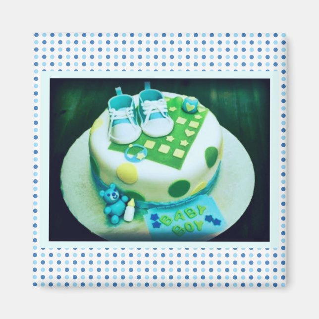 Pojke Shower Cake Magnet (Framsidan)