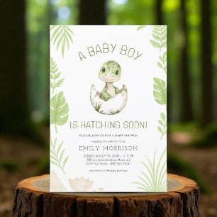 Pojke Shower Cute Dinosaur Hatching Snart Inbjudningar