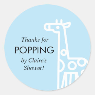 Pojke Shower Favor Sticker - Giraffe Theme Runt Klistermärke