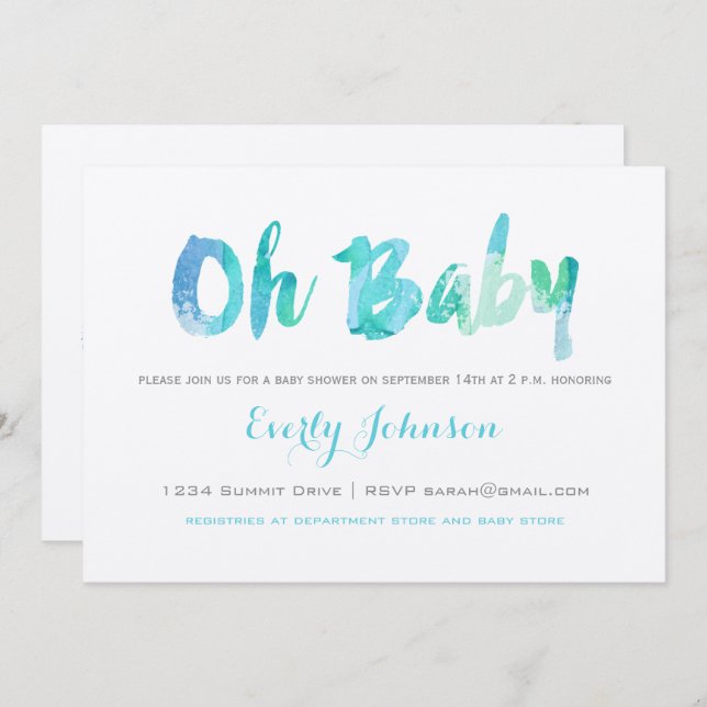 Pojke Shower för glatt hand Inbjudningar (Fram/baksida)