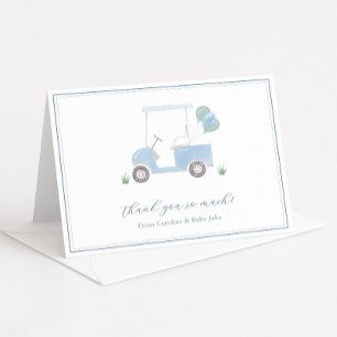 Pojke Shower för Preppy Blue Golf Cart Tack Kort