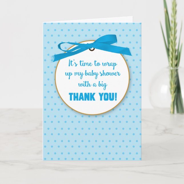 Pojke Shower Gift Tack Blue Digital Ribbon Kort (Framsida)