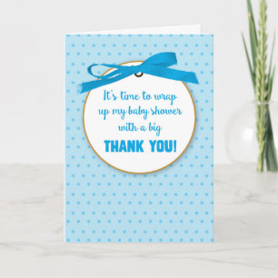 Pojke Shower Gift Tack Blue Digital Ribbon Kort