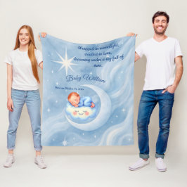 Pojke Shower Inbjudan Moonlight Stars Watercolor Fleecefilt
