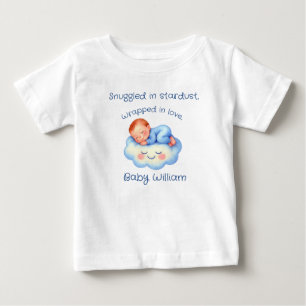 Pojke Shower Inbjudan Moonlight Stars Watercolor T Shirt