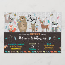 Pojke Shower-inbjudan till Woodland Baby Shower