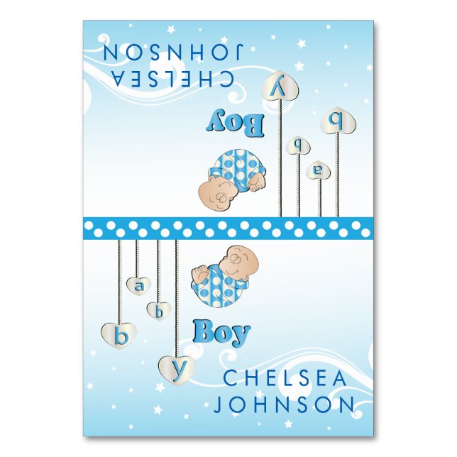 Pojke Shower | Plattskort Bordsnummer (Framsidan)