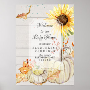 Pojke Shower Welcome Fall Pumpkin Solros Art Poster
