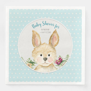 Pojke Shower Woodland Animal Ferns Bunny Rabbit Pappersservett