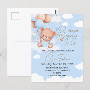 Pojke, skaka med babyduschinbjudan Postcard Vykort