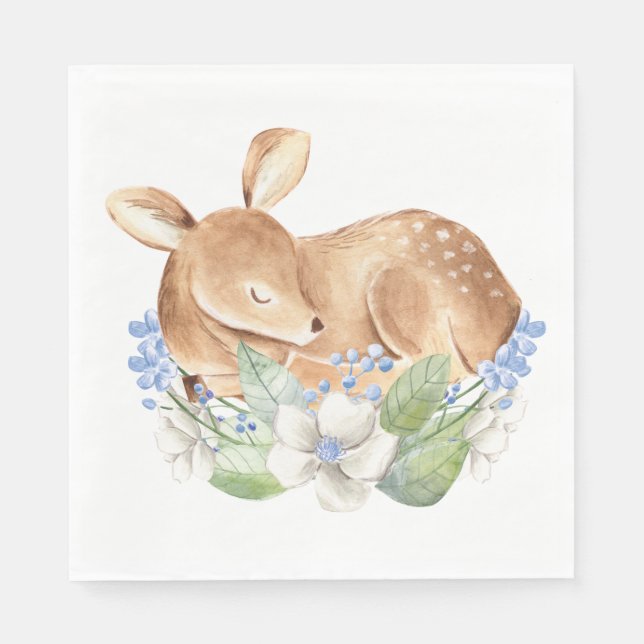 Pojke Skogsmark Älg Baby Shower Pappersservetter (Framsidan)