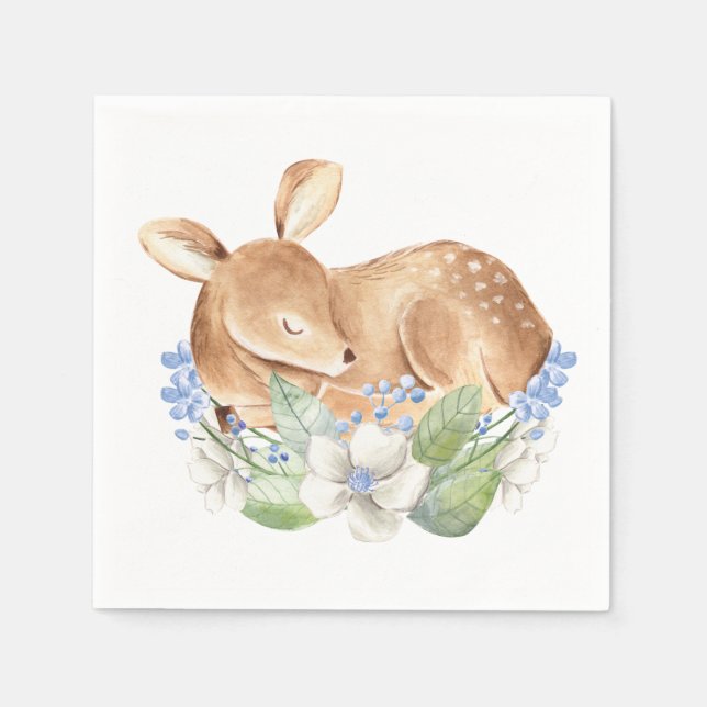 Pojke Skogsmark Älg Baby Shower Pappersservetter (Framsidan)