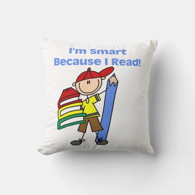 Pojke smart eftersom jag läser kudde (Framsida)